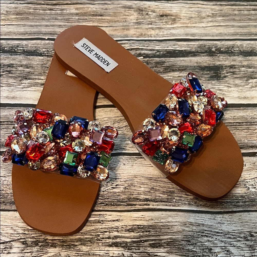 Steve Madden Brionna Multi-Colored Jeweled Sandals 9